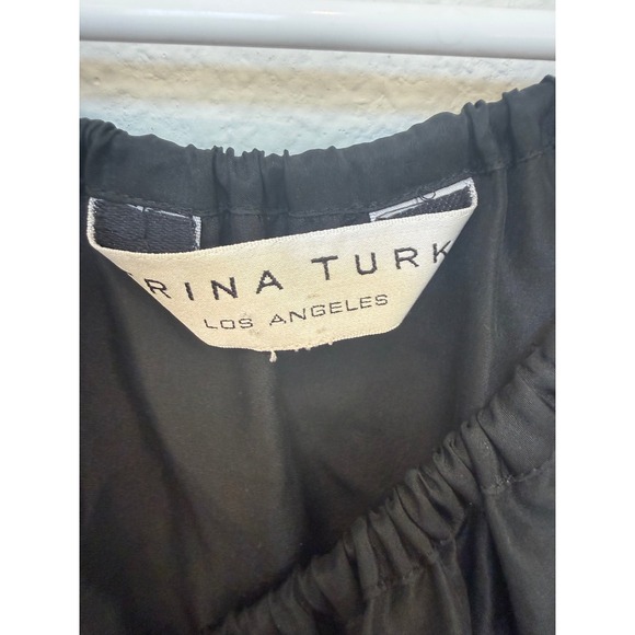 Trina Turk Blouse Black Silk Tie Neck Long Sleeve‎ Womens Top Small - Picture 2 of 7